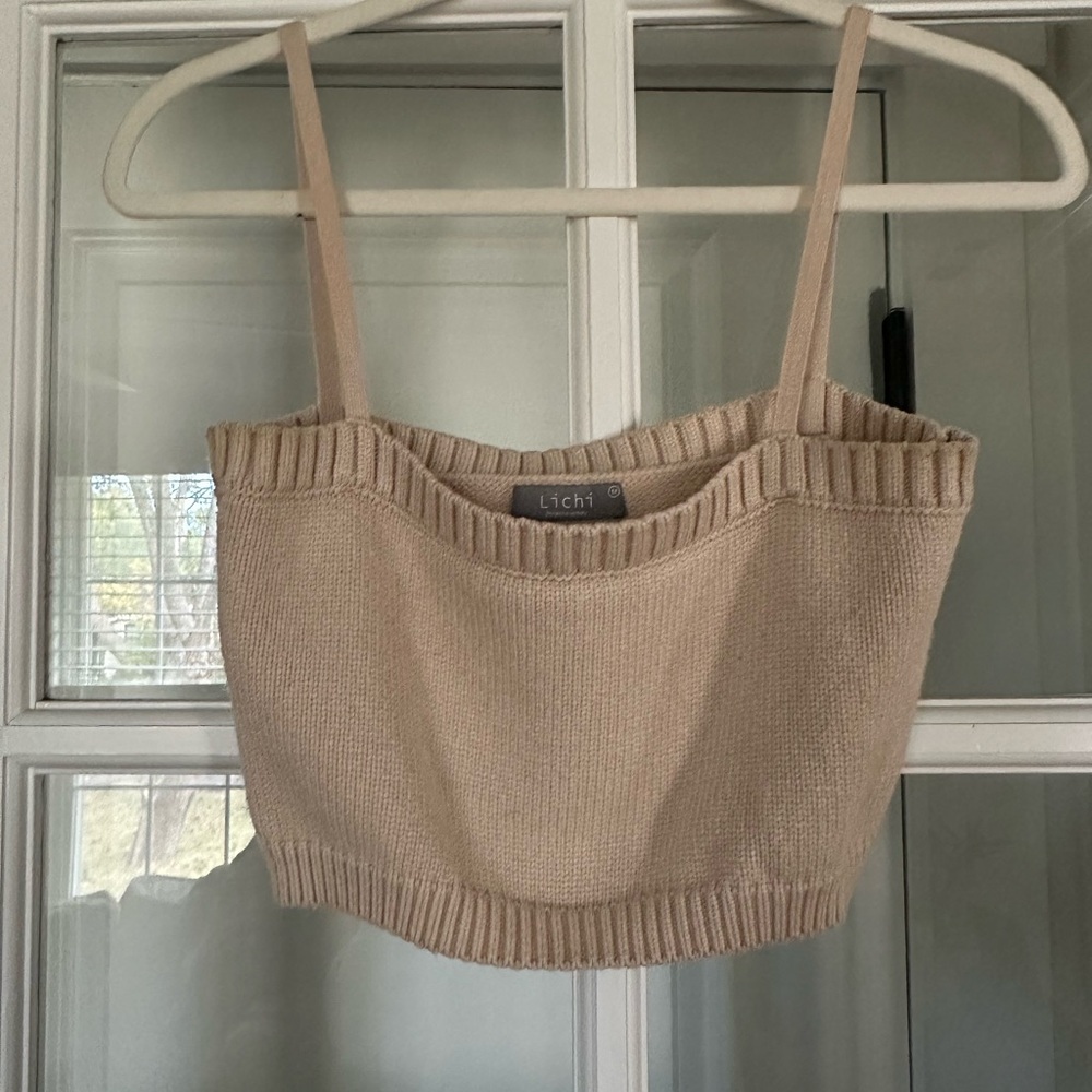 Beige Knit Crop Top